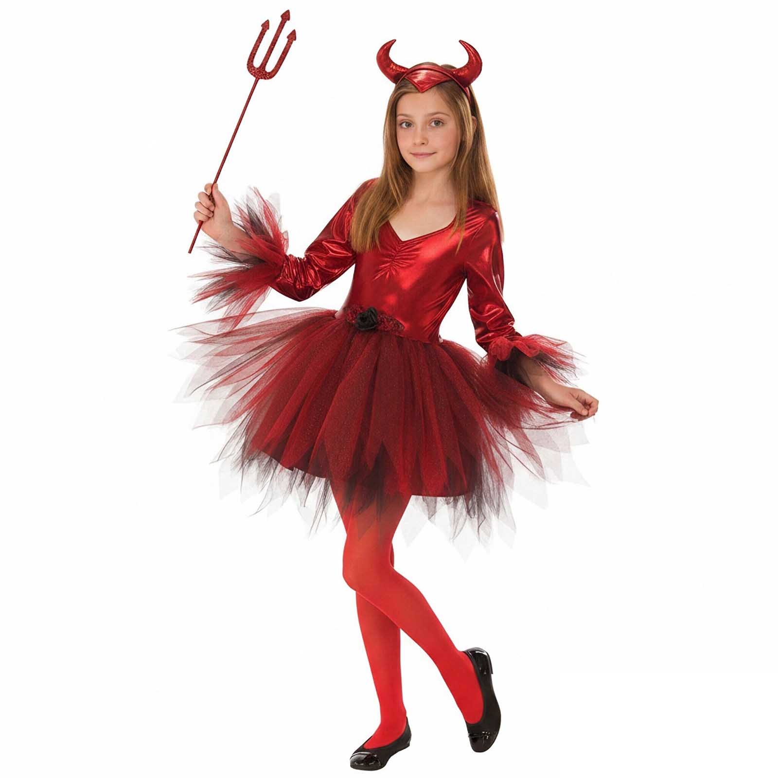 Teen Costumes Long Sleeve Tutu Dresses Devil Costumes Dress up Clothes Kid Halloween Costumes 10-12 Years