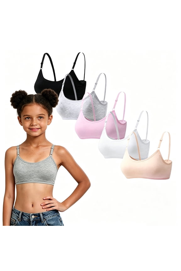 Teen Cotton Training Bra Wireless Light Padding for Girls 10 to 16, Adjustable Shoulder Straps Breathable Comfort First Puberty Bra, Soft Big Kid Everyday Wear