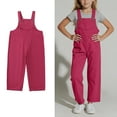 thumbnail image 1 of Teen Cute Jumpsuit Kids Casual Sleeveless Romper Girls Overalls with Pockets Red Jumpsuit Girls Back to School Clothes 13-14 Years, 1 of 5