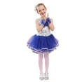 thumbnail image 1 of Teen Dance Sequin Dance Puff Sleeve Tutu Dress Outfit Set Jazz Street Dance Outerwear 13-14 Years, 1 of 3