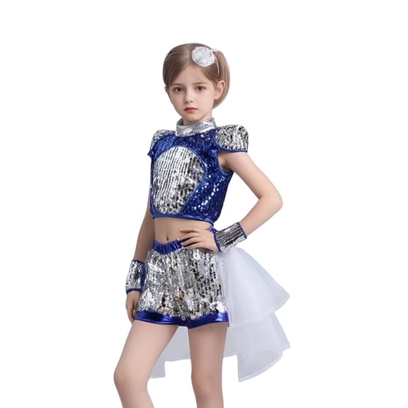 Teen Dance Sparkly Dance Sleeveless Top and Pants Outfit Set Girls 90s Outfit Dance Performance Outerwear 13-14 Years