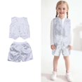 thumbnail image 1 of Dance for Girls Sequin Silver Dance Sleeveless Button Vest and Pants Outfit Set Girls Dance Outfit Street Dance Outerwear 13-14 Years, 1 of 3
