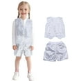 thumbnail image 1 of Teen Dance for Girls Sequin Silver Dance Sleeveless Button Vest and Pants Set Dance Outfit Dance Performance Outerwear 10-12 Years, 1 of 4