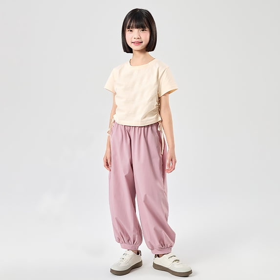Teen Drawstring Elastic Sweatpants Soft Pink Girls Dance Trousers Spring Summer Trousers Long Pants 13-14 Years Pants