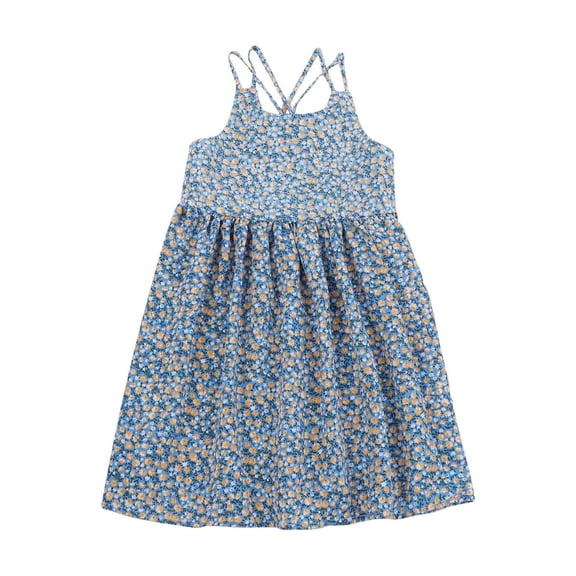 Teen Dresses Sleeveless Stripe Beach Clothes Casual Daily Wear Flower Girl Dress Green 3-4 Years