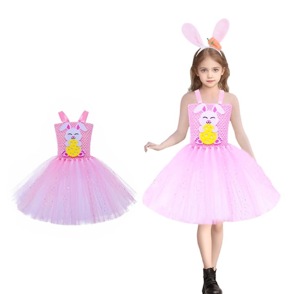 Girl Easter Outfit Sleeveless Tutu Tulle Dresses Dress up Performance Stage Outfit 10-12 Years Girl Clothes