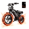thumbnail image 1 of Teen Electric Bike, 750 & 1000W Motor 20+MPH Speed, 48V 15.6AH Removable Battery, 60 Miles Range, 16×4 Fat Tire Full Suspension E-bike with 3 Speed Assist UL2849, 1 of 8