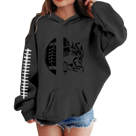 Teen Fall Sweatshirts ClothesClearance Sale Oversized Cute Graphic Crewneck Hoodies Long Sleeve Soft Basic Casual Y2k Sweater - Black,7-8 Years