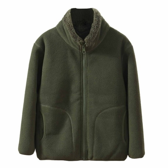 Boy Jacket Green Zipper Long Sleeve Thick Warm Outerwear 17-18 Years Jacket Girls
