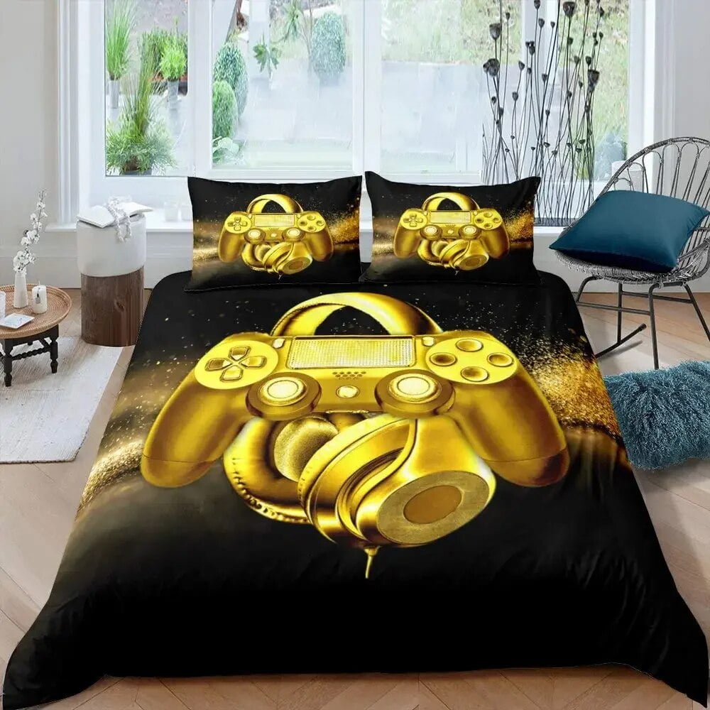 Teen Gamepad Duvet Cover Modern Gamer Comforter Cover Video Game Bedding Set Player Gaming
