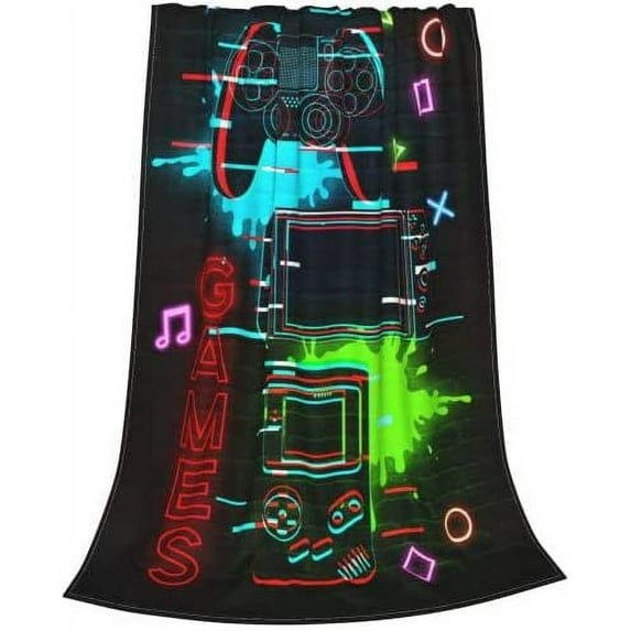 Teen Gaming Throw Blanket Gamer Gift for Boys Bed Blanket Soft Microfiber Lightweight Gamepad Flannel Blanket for Living Room Bedroom Couch Sofa Chair Office Car 80"x60"