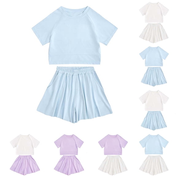 Girl Athletic Set Quick Dry Short Sleeve T-Shirt and Sport Shorts 2 Piece Set Girls Outfits Size 11-12 Years