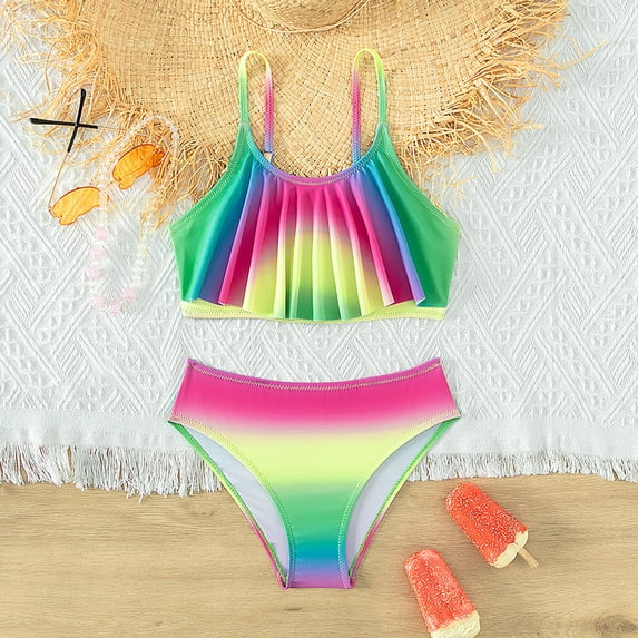 Teen Girl Bikini 2 Piece Crisscross with Adjustable Strap Swinming Clothes for Toddler Girl 7-8 Years