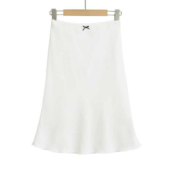 Teen Girl Bow Trim Contrasting Plaid Hip Skirt High Waist, A line, Stylish and Comfortable for Various Occasions