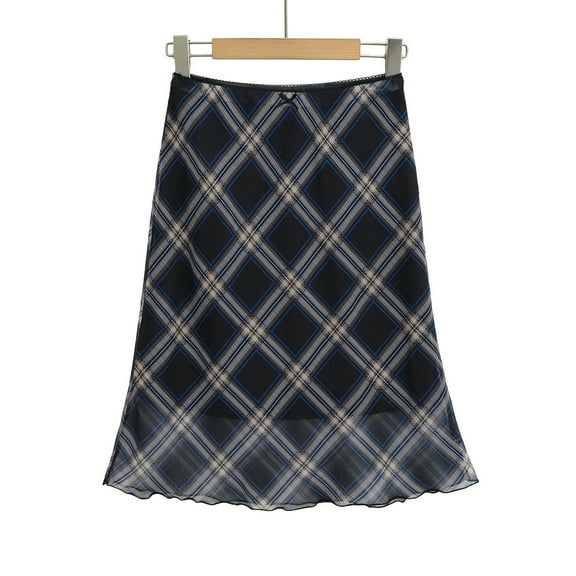 Teen Girl Bow Trim Contrasting Plaid Hip Skirt High Waist, A line, Stylish and Comfortable for Various Occasions