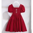 thumbnail image 1 of Teen Girl Christmas Dress Crew Neck A-Line Short Sleeve Girls Winter Dresses Girls Outfits Size 13-14 Years Girls Clothes, 1 of 8