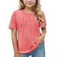 thumbnail image 1 of Teen Girl Clothing Round Neck Shirt for Girl Elegant Tee Shirts Solid Color Tunic Top Loose Fit Tunic Blouses, 1 of 6