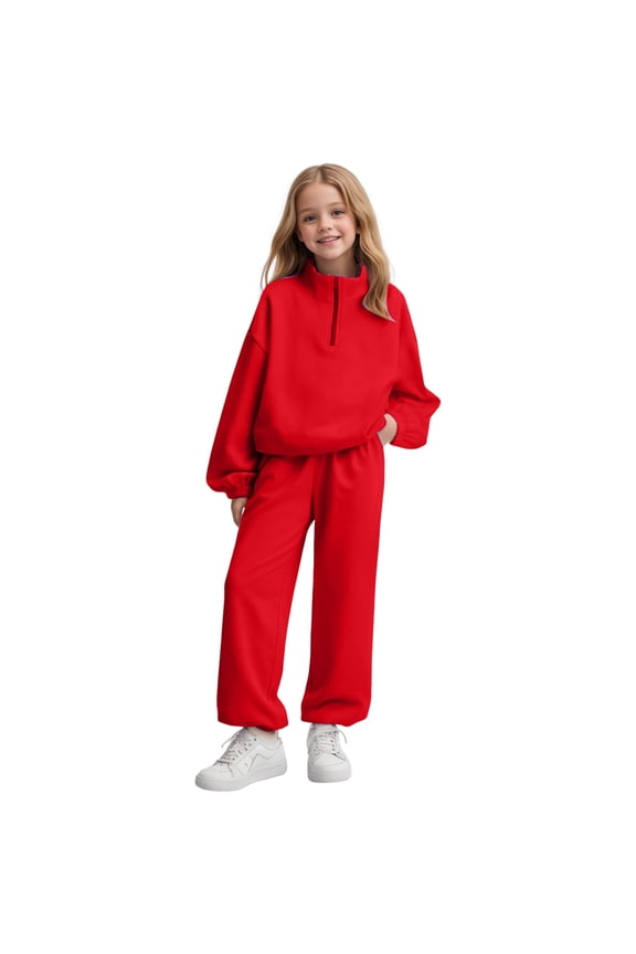 Teen Girl Clothes 14-16 Outfits Girls 2 Piece Outfits Sweatsuit Set Half Zip Lapel Collar Long Sleeve Sweatshirt Sweatpant Tracksuit Sets