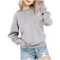 thumbnail image 1 of Teen Girl Clothes Crew Neck Solid Color Sweatshirt Girls Pullover Tops Drop Shoulder Long Sleeve Shirts Todays Daily Deals, 1 of 5