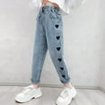 thumbnail image 1 of Teen Girl Clothes Girls Jeans Denim Elastic Wasit Wide Leg Baggy Pants Kids Clothes, 1 of 6