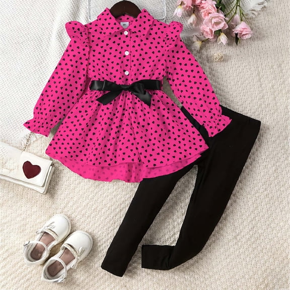 Teen Girl Clothes Trendy Toddler Baby Girl Clothes Infant Girl Outfits Fall Ruffle Floral T-Shirt Top Pants Set Winter Spring Clothes