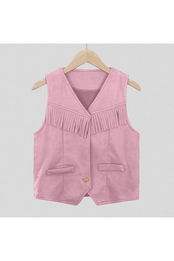 Teen Girl Coat Western CowGirl Tassel Top Vest 60s 70s Hippie Boho Sleeveless Outwear for Halloween Teen Boys Fall Jacket 11-12 Years