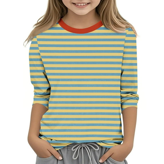 Teen Girl Color Block Tunic Crewneck Casual Loose Fit Pullover Lightweight Summer Blouse for Kids Teen Girl Clearance Clothes