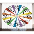 thumbnail image 1 of Ambesonne Feminine Curtains 2 Panel Set, Lady on Bike Rainbow, 108" x 84", Blue Red, 1 of 3