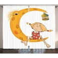 thumbnail image 1 of Ambesonne Feminine Curtains 2 Panel Set, Sitting on the Moon, 108" x 84", Orange, 1 of 3