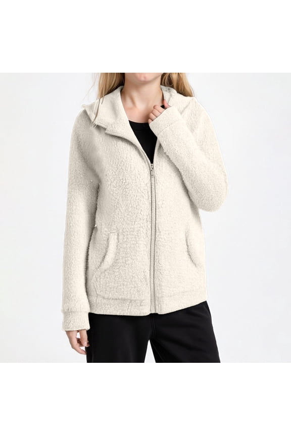 Teen Girl Fleece Jacket Casual Long Sleeve Zip Up Jacket with Pockets Warm Hooded Coat Fall Clothes Size 11-12 Years Girls Clothes