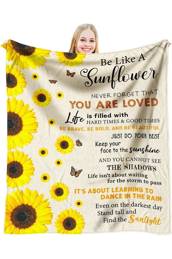 Teen Girl Gifts Blanket, Gifts for Teenage Girls, Birthday Gifts for Teen Girls, Teenage Girls Gifts Ideas, Daughter Granddaughter Birthday Gift, Sunflower Throw Blanket 60 x 50 inch