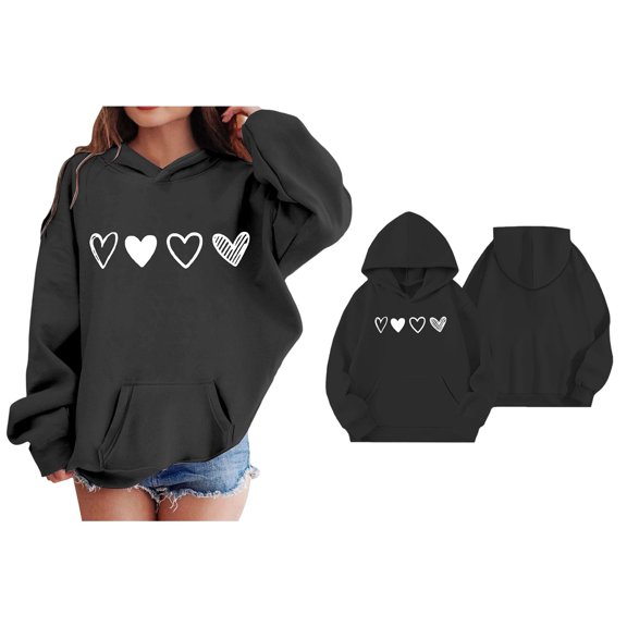 Teen Girl Hoodies Valentine Sweatshirt Long Sleeve Heart Sweatshirt Crewneck Sweatshirt Pullover Girls Hoodies Size 11-12 Years