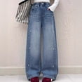 thumbnail image 1 of Girls' Jeans Baggy Pants for Girls High Waist Denim Pants with Pockets Straight Leg Jeans Girls Fashion 12-13 Years, 1 of 9