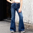 thumbnail image 1 of Girl Jeans Bow Jeans Girls Bell Bottom Jeans High Waist Cute Baggy Jeans with Pockets Girls School Pants 11-12 Years, 1 of 8