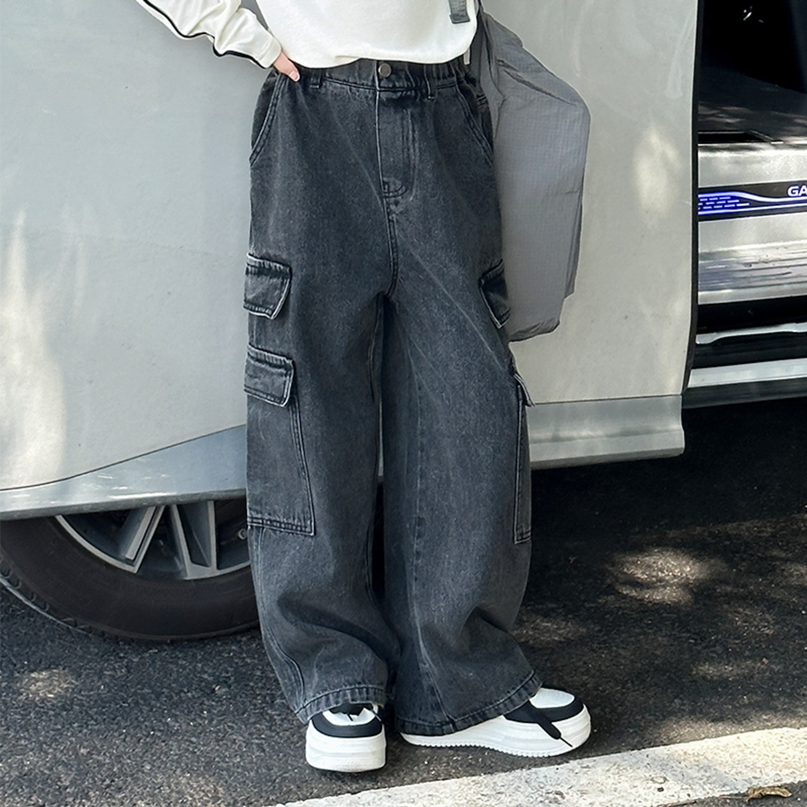 Teen Girl Jeans Ripped Black Girls Baggy Jeans, Wide Leg Pants