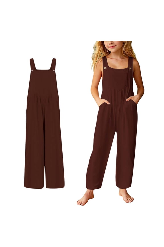 Teen Girl Jumpsuit Wide Leg Jumpsuit Casual Sleeveless Loose Overall Girls Size 11-12 Years Clothes