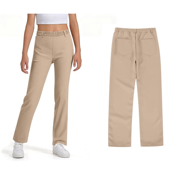 Teen Girl School Uniform Pants Skinny Pants Kids Dress Pants with Pockets Straight Pants Brown Pants Back To School Clothes for Teen Girls Teen Clothes for Teen Girls 13-14 years