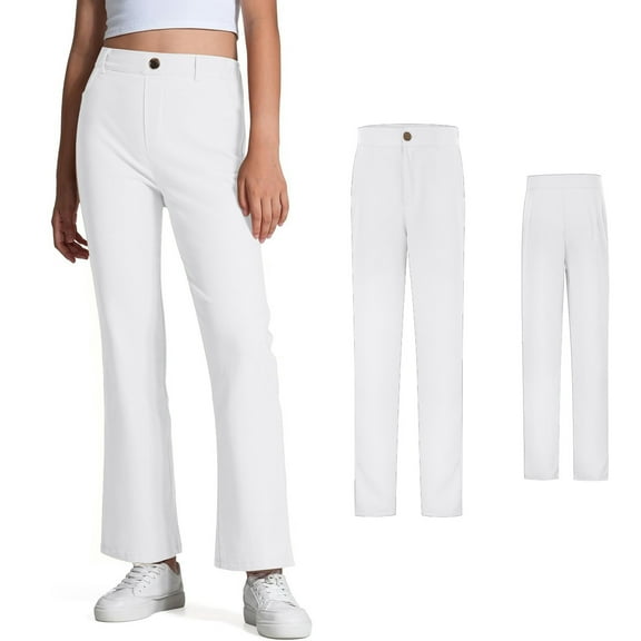 Teen Girl School Uniform Pants Skinny Pants Stretch Pants With Pockets Flare Leg Pants White Pants For Girls Back To School Clothes Teen Cute Clothes For Girls 11-12 Years