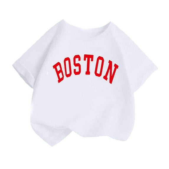 Teen Girl Shirts Kid Girls Fashion Cute Printed Round Neck Short Sleeve Tee Summer Casual Loose T Shirt Tops White Kids Summer Clothing,4-6Y