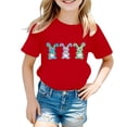 thumbnail image 1 of Teen Girl Shirts Trendy Cartoon Print Comfortable Short Sleeve Tee for Toddler Easter Day T-Shirt Boys & Girls Shirts Red,7-8 Years, 1 of 4