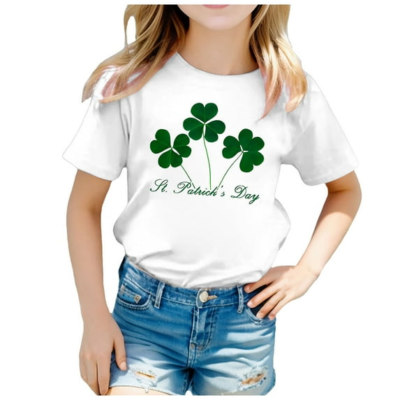 Teen Girl Shirts Trendy Irish Shamrock Clover Short Sleeve St Patricks Day Loose Fit Comfort Preppy Tops T-Shirt Boys & Girls Shirts 4-5 Years