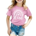 thumbnail image 1 of Teen Girl Shirts Trendy Round Neck Short Sleeve T-Shirt Cute Cartoon Print Casual Funny Tees Clothes for Children Pink,8-9 Years, 1 of 4