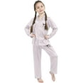 thumbnail image 1 of Teen Girl Silk Pajamas Set Bowknot Print Long Sleeve Button Down Loungewear with Pants Set Sleepwear Loungewear Set Girls Pjs Size 13-14 Years, 1 of 3