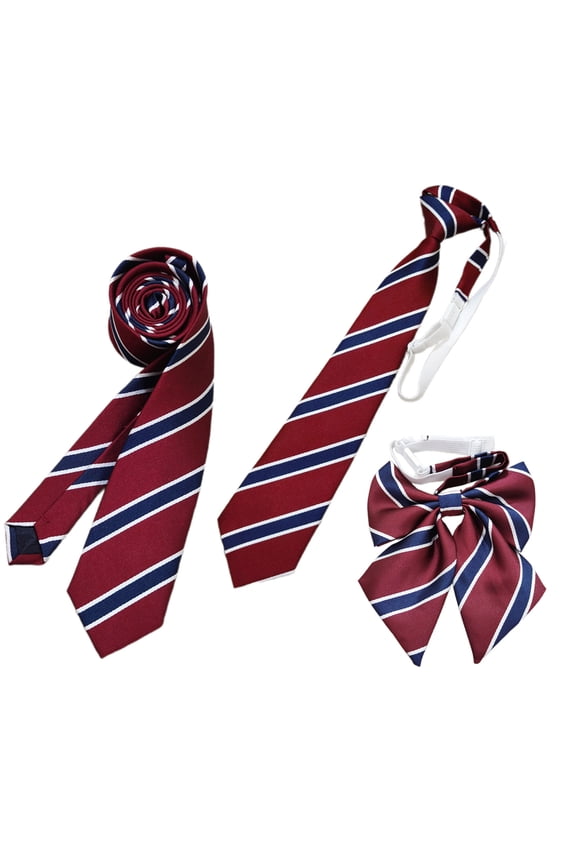 Teen Girl Striped Necktie Woman British Striped Pattern Neckwear Detachable Collar Removable Ties Costume Necktie