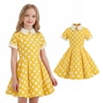 thumbnail image 1 of Girl Summer Dress Short Sleeve Girls Polka Dot Dress Party Ball Gown Dress 1950s Outfits Dress Girls 11-12 Years, 1 of 9