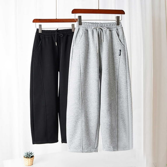 Teen Girl Sweatpants Casual High Waisted Girls Wide Leg Pants Kids Grey Sweatpants Baggy Pants Cute Outfits For Girls 14-15 Years