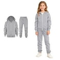 thumbnail image 1 of Teen Girl Sweatsuit Set Zip up Grey Sweatsuit Girls Hoodie Sweatshirt Sweatpants Set Jogging Suits for Girls 11-12 Years, 1 of 9
