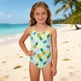 thumbnail image 1 of Girl Swimsuit Bikini Trendy Striped Soft Rash Guard Bathing Suit Contrast Trim Girls' Swimwear Skirt Size 9-16, 1 of 4