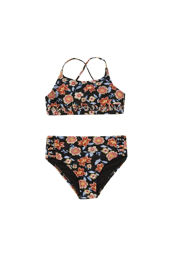 Teen Girl Swimsuits 5-6 Years Girl Bathing Suit with Adjustable Straps Bathing Suits Quick Dry Swimsuit Swimsuits Tropical Print Swimwear Beach Vacation Swimsuit