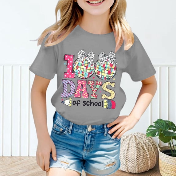 Teen Girl Tops Back To School Shirt Graphic T-Shirts Crewneck Tops Short Sleeve Kids Tee Tops Clothes for Back To School